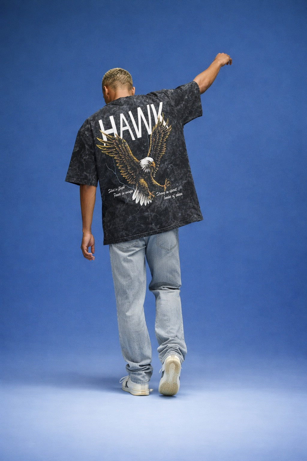 Dream Fist HAWK Vintage Wash Oversized T-Shirt – Black (240 GSM)