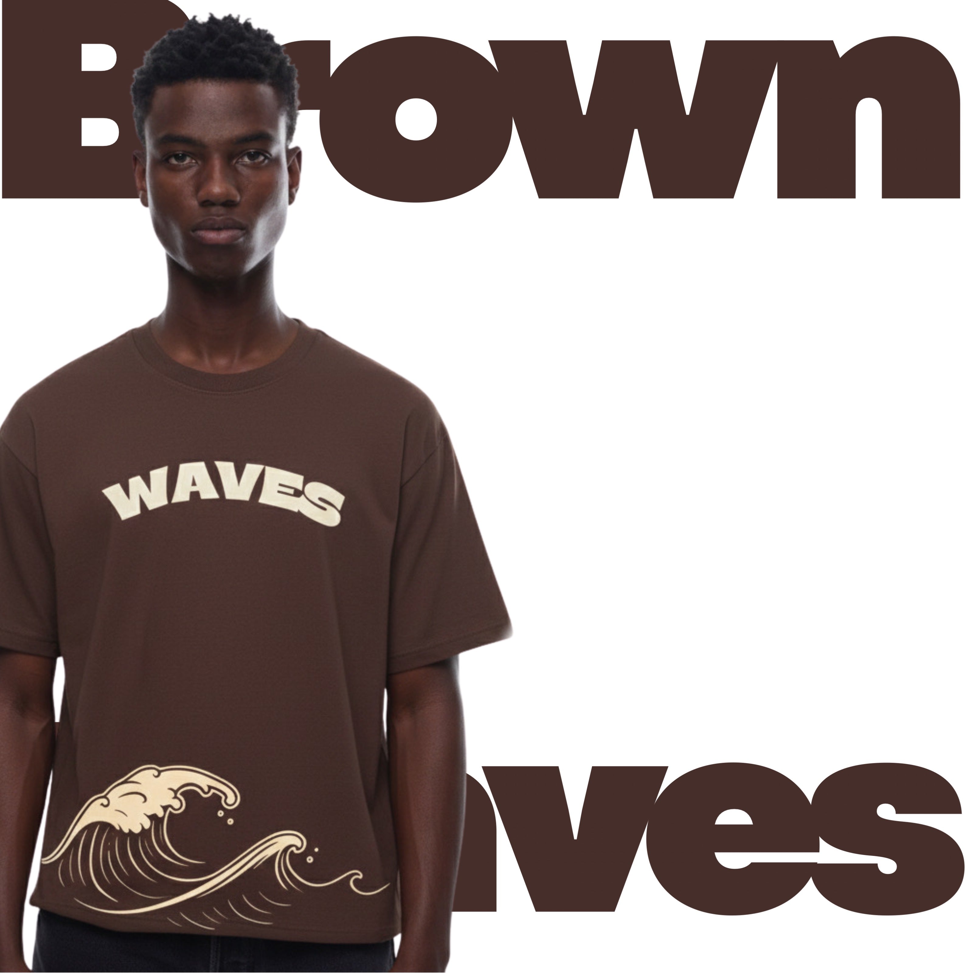 Dream Fist “Waves” 240 GSM Heavyweight Oversized T-Shirt – Brown