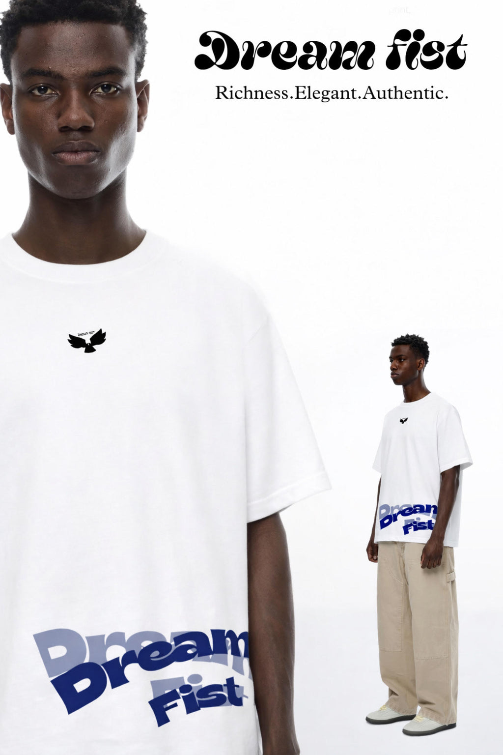 Dream Fist Signature Heavyweight Tee – White (240 GSM)